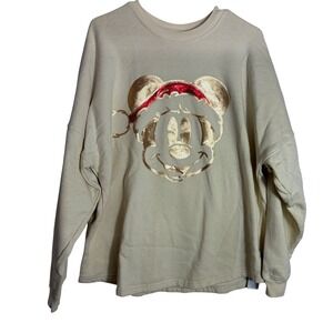 Disney Spirit Jersey Womens Large Cream Gold Sequin Mickey Vacation Club Member‎